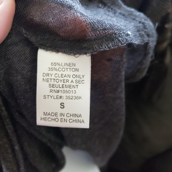 Bohme Small Charcoal Grey Cold Shoulder Blouse V-neck Sequin Embellishments Top - Picture 5 of 10